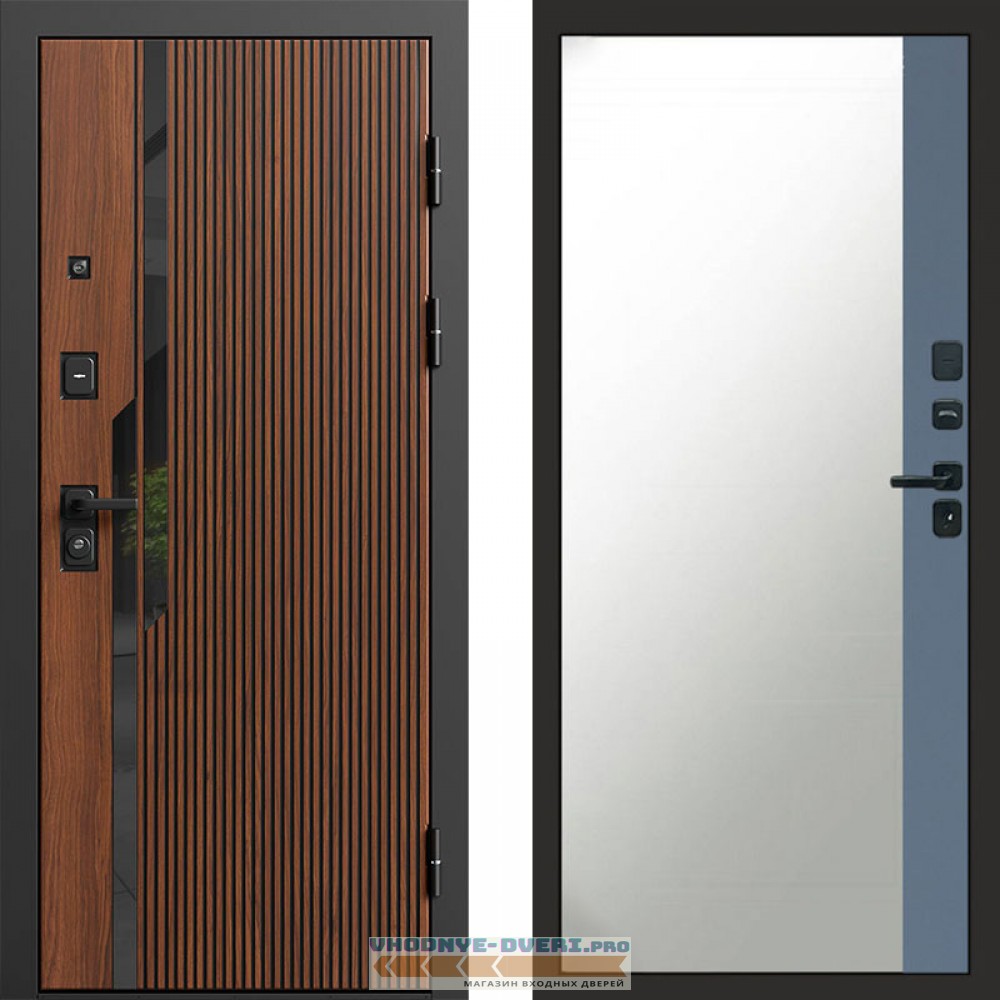 Входная дверь Флекс Бетон Зеркало фацет Grey софт